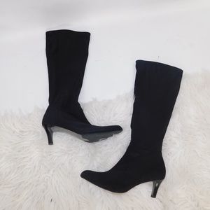 Ellie Tahari nylon knee high heeled boots